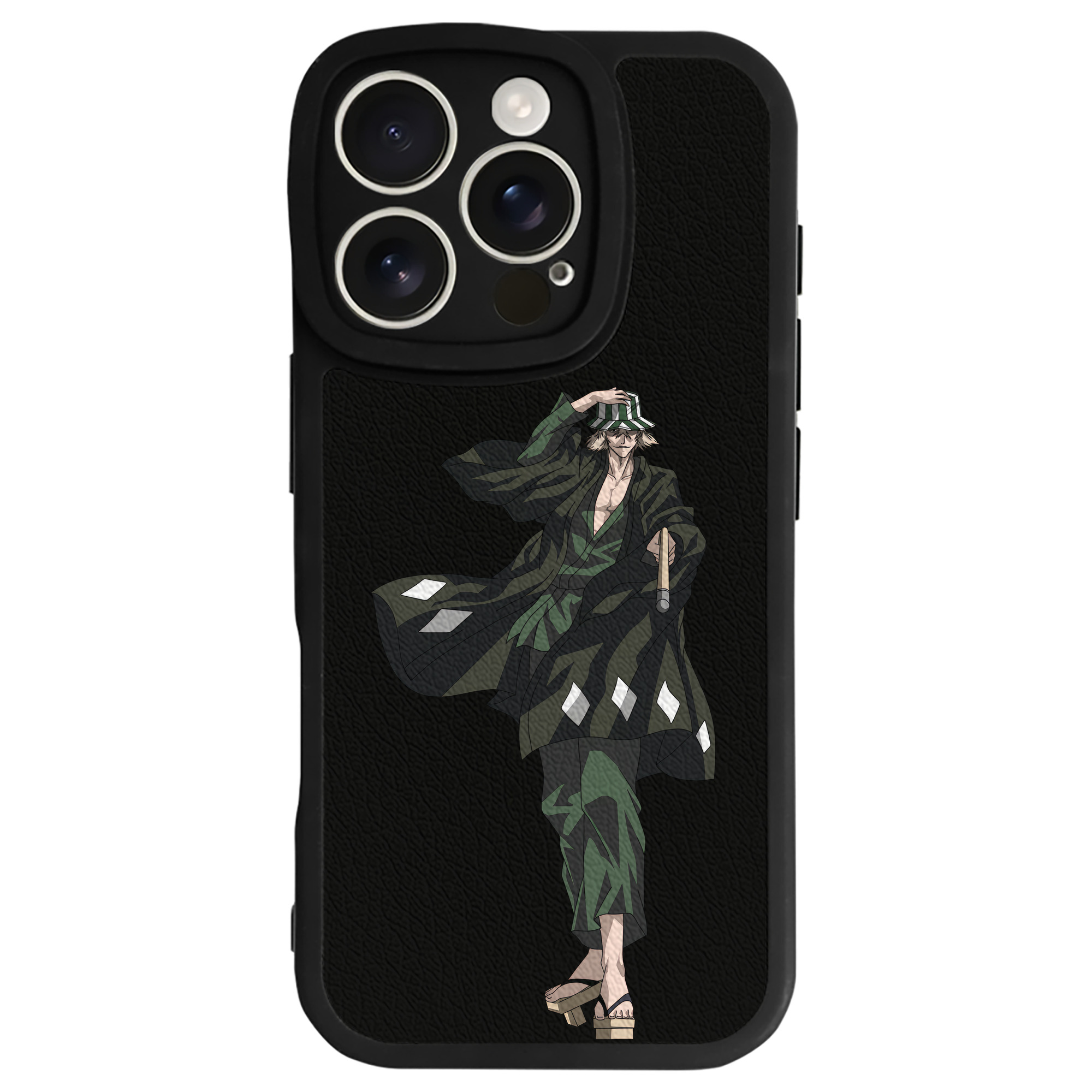 （画像用） "ブリーチ 浦原 喜助（うらはら きすけ） BLEACH Urahara Kisuke " 【iPhone 16シリーズ対応】シリコンスマホケース（レザー調） 材質：シリコン